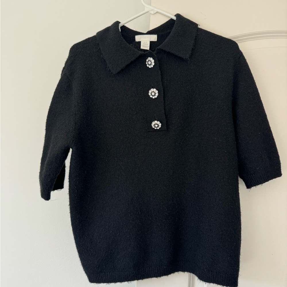 H&M Black Sweater with Decorative Buttons